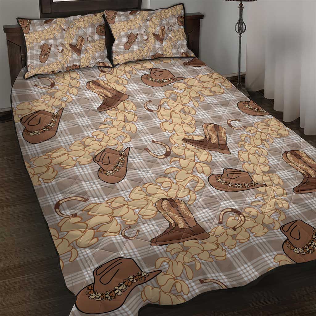 Khaki Palaka Hawaii Cowboy Quilt Bed Set Puakenikeni Lei Paniolo Papale Seamless Vibes LT14 Khaki - Polynesian Pride