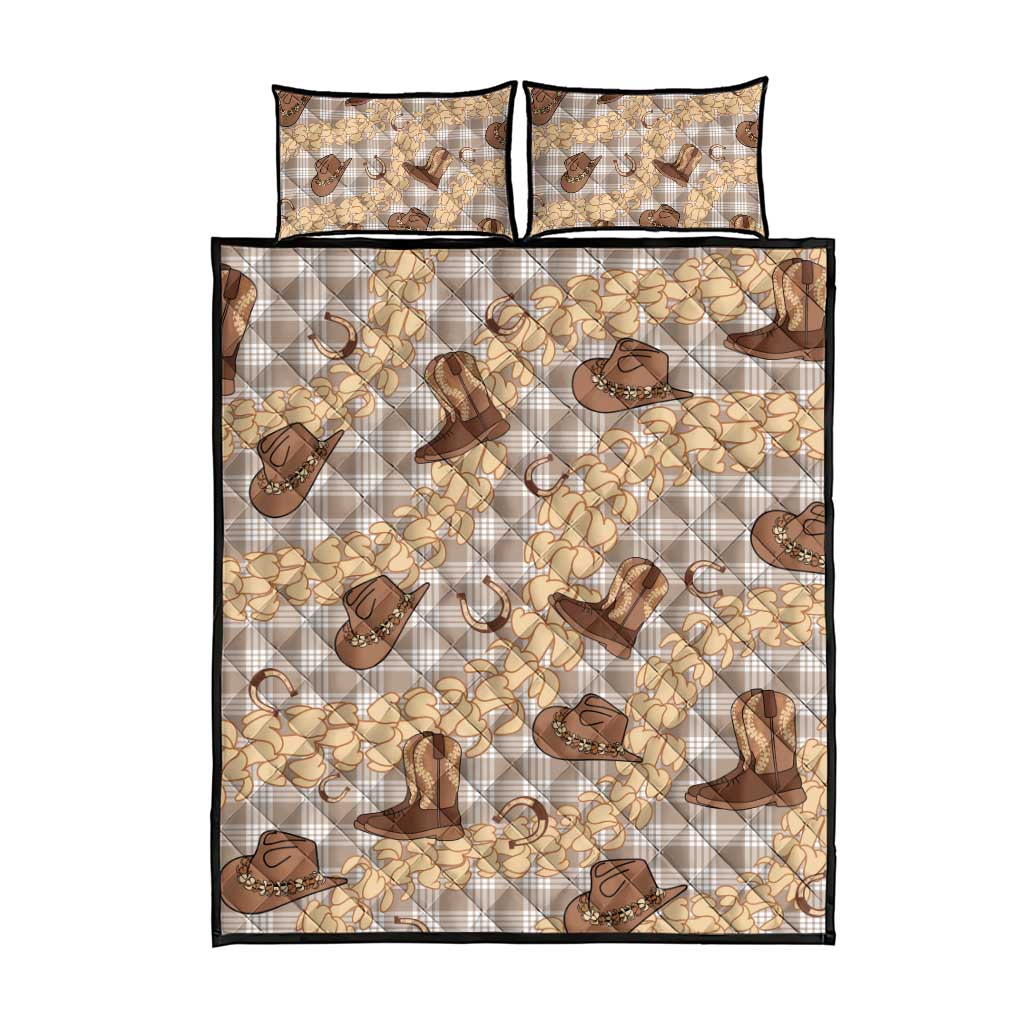 Khaki Palaka Hawaii Cowboy Quilt Bed Set Puakenikeni Lei Paniolo Papale Seamless Vibes LT14 - Polynesian Pride