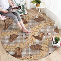 Khaki Palaka Hawaii Cowboy Round Carpet Puakenikeni Lei Paniolo Papale Seamless Vibes LT14 - Polynesian Pride