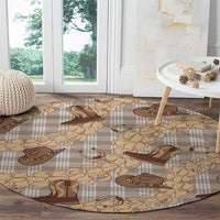 Khaki Palaka Hawaii Cowboy Round Carpet Puakenikeni Lei Paniolo Papale Seamless Vibes LT14 - Polynesian Pride