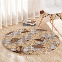 Khaki Palaka Hawaii Cowboy Round Carpet Puakenikeni Lei Paniolo Papale Seamless Vibes LT14 - Polynesian Pride