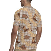Khaki Palaka Hawaii Cowboy Rugby Jersey Puakenikeni Lei Paniolo Papale Seamless Vibes LT14 - Polynesian Pride