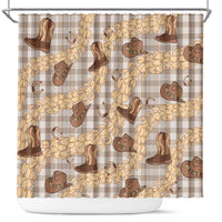 Khaki Palaka Hawaii Cowboy Shower Curtain Puakenikeni Lei Paniolo Papale Seamless Vibes LT14 Khaki - Polynesian Pride