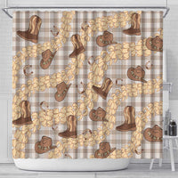 Khaki Palaka Hawaii Cowboy Shower Curtain Puakenikeni Lei Paniolo Papale Seamless Vibes LT14 - Polynesian Pride