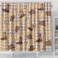 Khaki Palaka Hawaii Cowboy Shower Curtain Puakenikeni Lei Paniolo Papale Seamless Vibes LT14 - Polynesian Pride