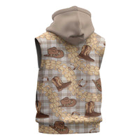 Khaki Palaka Hawaii Cowboy Sleeveless Hoodie Puakenikeni Lei Paniolo Papale Seamless Vibes LT14 - Polynesian Pride