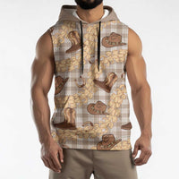 Khaki Palaka Hawaii Cowboy Sleeveless Hoodie Puakenikeni Lei Paniolo Papale Seamless Vibes LT14 - Polynesian Pride
