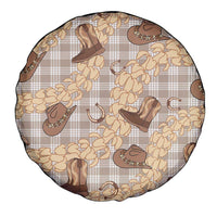 Khaki Palaka Hawaii Cowboy Spare Tire Cover Puakenikeni Lei Paniolo Papale Seamless Vibes LT14 - Polynesian Pride