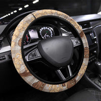 Khaki Palaka Hawaii Cowboy Steering Wheel Cover Puakenikeni Lei Paniolo Papale Seamless Vibes LT14 Universal Fit Khaki - Polynesian Pride