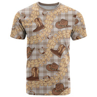Khaki Palaka Hawaii Cowboy T Shirt Puakenikeni Lei Paniolo Papale Seamless Vibes LT14 Khaki - Polynesian Pride