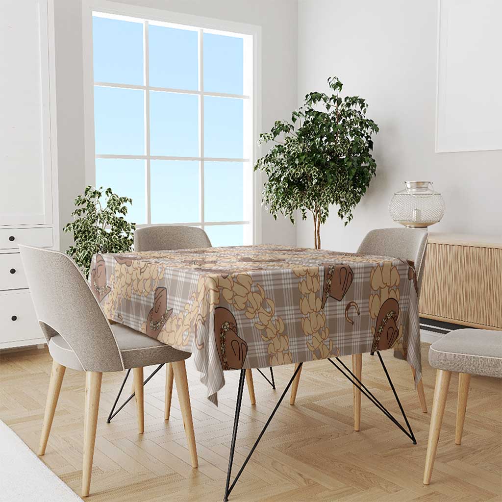 Khaki Palaka Hawaii Cowboy Tablecloth Puakenikeni Lei Paniolo Papale Seamless Vibes - Polynesian Pride