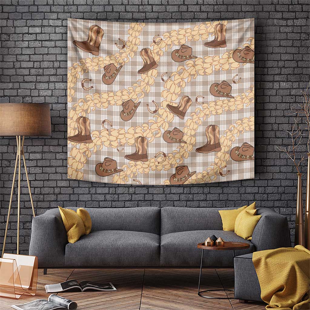 Khaki Palaka Hawaii Cowboy Tapestry Puakenikeni Lei Paniolo Papale Seamless Vibes LT14 Khaki - Polynesian Pride