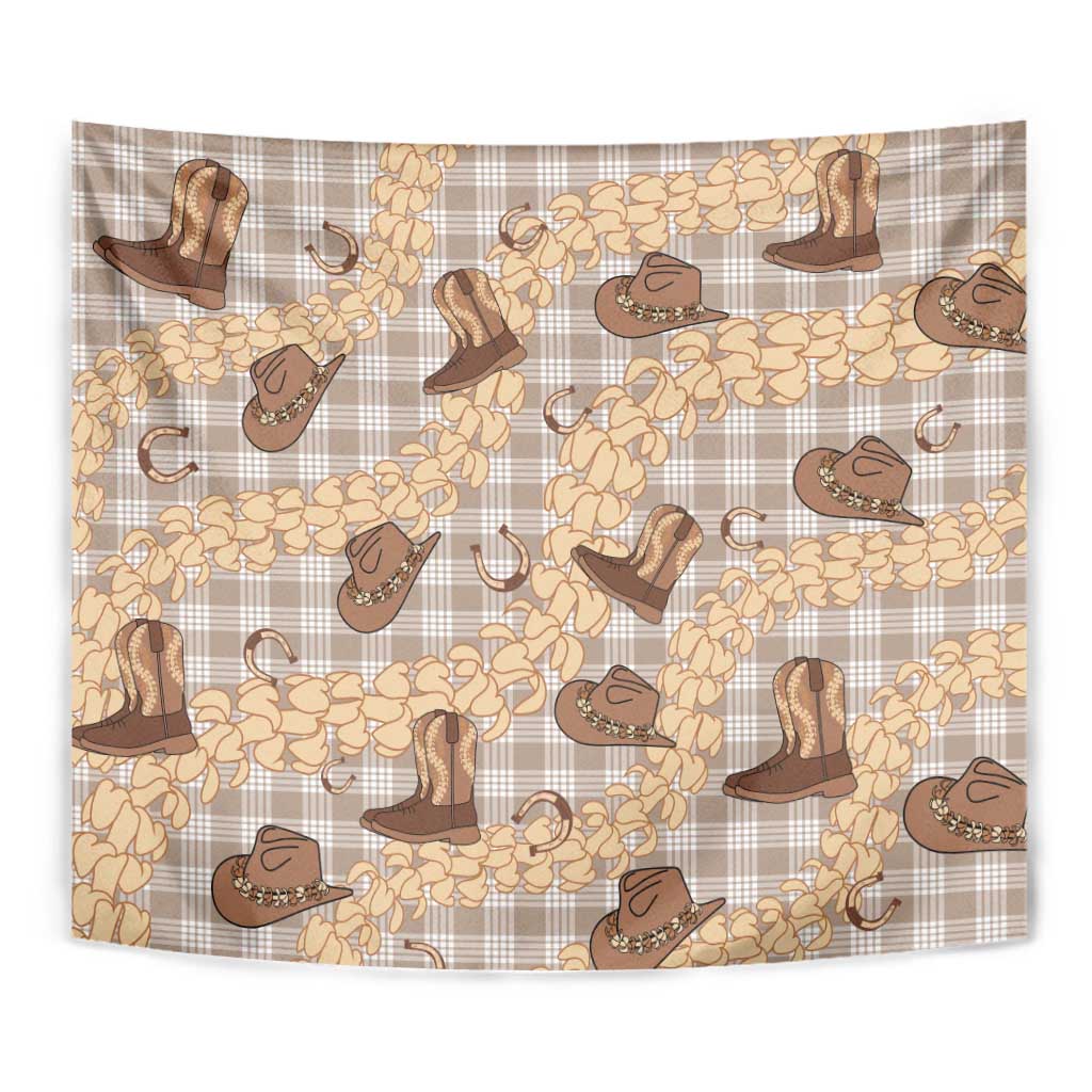 Khaki Palaka Hawaii Cowboy Tapestry Puakenikeni Lei Paniolo Papale Seamless Vibes LT14 - Polynesian Pride