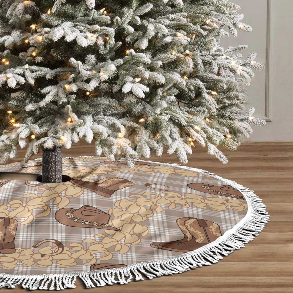 Khaki Palaka Hawaii Cowboy Tree Skirt Puakenikeni Lei Paniolo Papale Seamless Vibes LT14 - Polynesian Pride