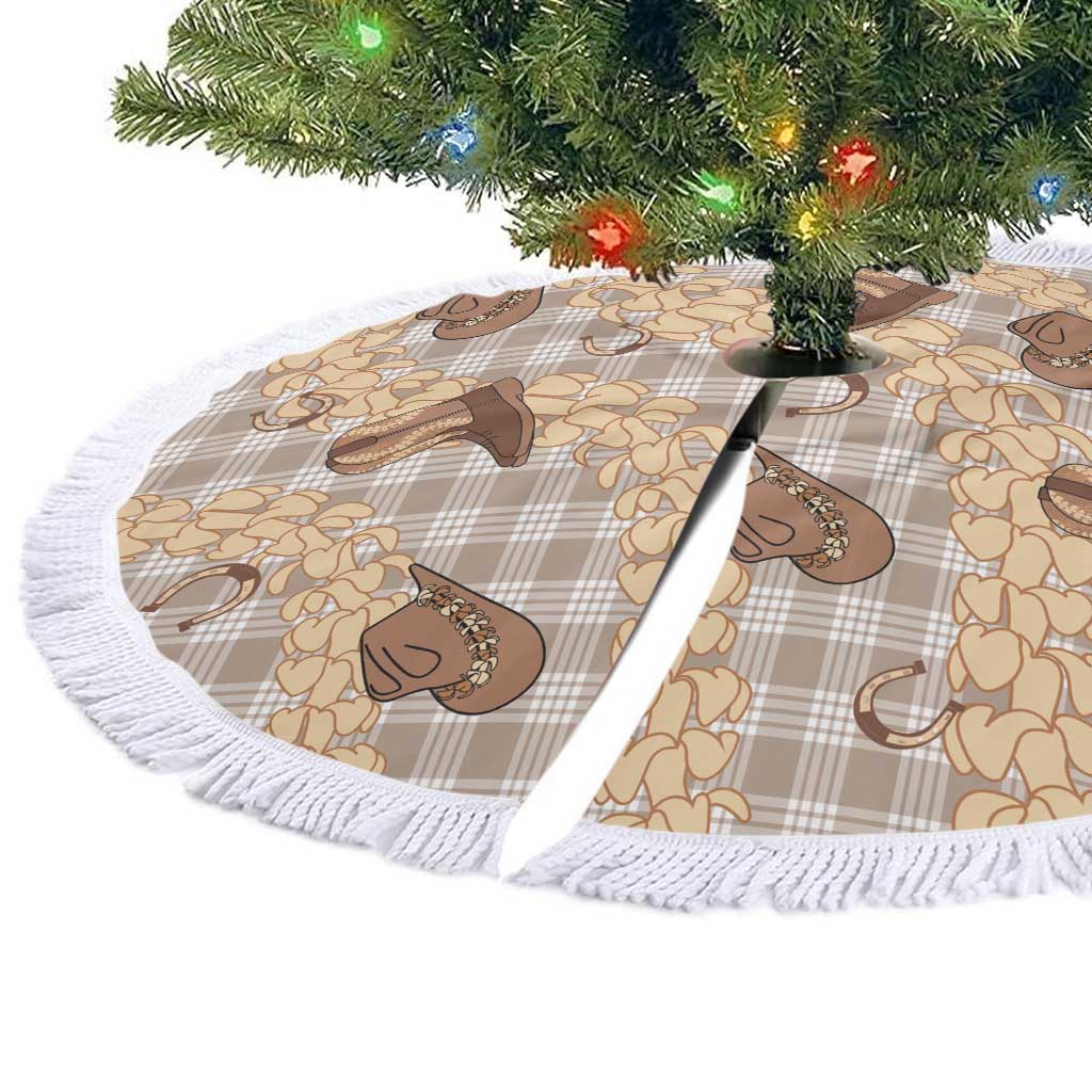 Khaki Palaka Hawaii Cowboy Tree Skirt Puakenikeni Lei Paniolo Papale Seamless Vibes LT14 - Polynesian Pride