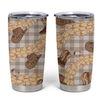 Khaki Palaka Hawaii Cowboy Tumbler Cup Puakenikeni Lei Paniolo Papale Seamless Vibes LT14 Khaki - Polynesian Pride