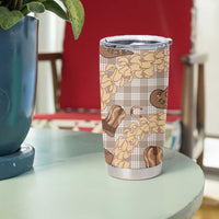 Khaki Palaka Hawaii Cowboy Tumbler Cup Puakenikeni Lei Paniolo Papale Seamless Vibes LT14 - Polynesian Pride