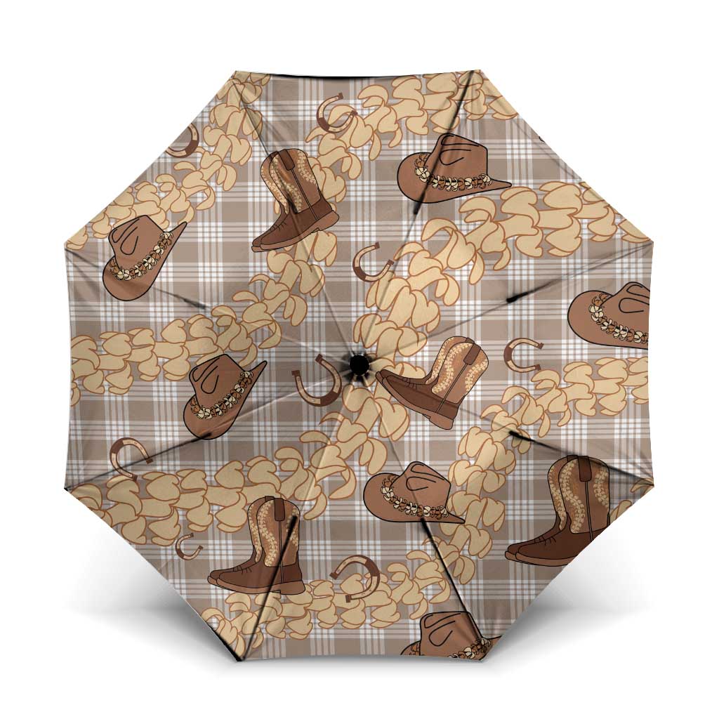 Khaki Palaka Hawaii Cowboy Umbrella Puakenikeni Lei Paniolo Papale Seamless Vibes LT14 One Size Folded 11.42 inch Opened Diameter 37.4 inch Khaki - Polynesian Pride