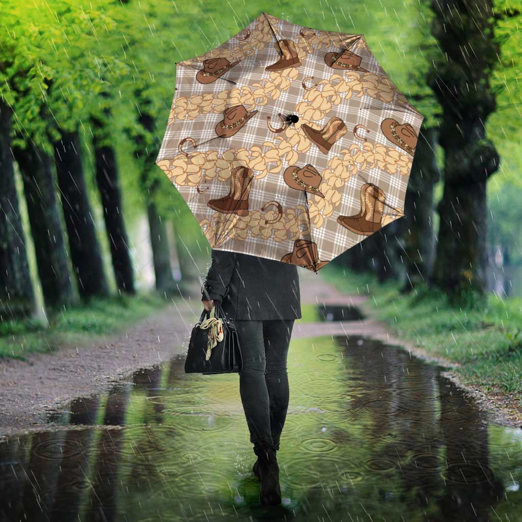 Khaki Palaka Hawaii Cowboy Umbrella Puakenikeni Lei Paniolo Papale Seamless Vibes LT14 - Polynesian Pride