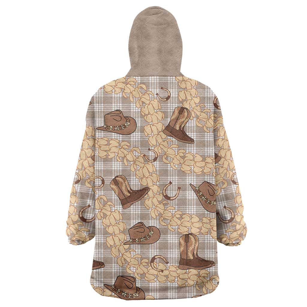 Khaki Palaka Hawaii Cowboy Wearable Blanket Hoodie Puakenikeni Lei Paniolo Papale Seamless Vibes LT14 - Polynesian Pride