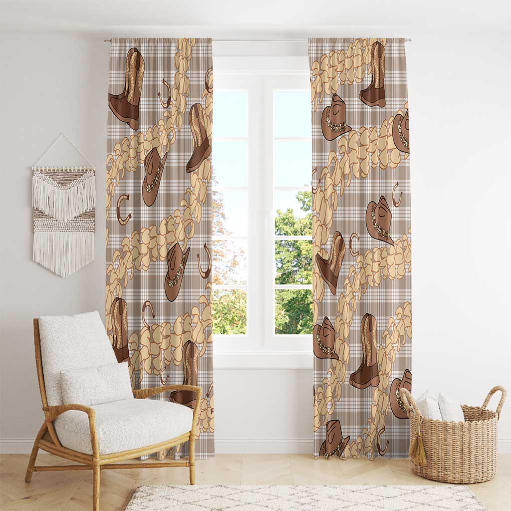 Khaki Palaka Hawaii Cowboy Window Curtain Puakenikeni Lei Paniolo Papale Seamless Vibes LT14 - Polynesian Pride