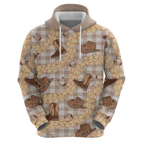 Khaki Palaka Hawaii Cowboy Zip Hoodie Puakenikeni Lei Paniolo Papale Seamless Vibes LT14 - Polynesian Pride