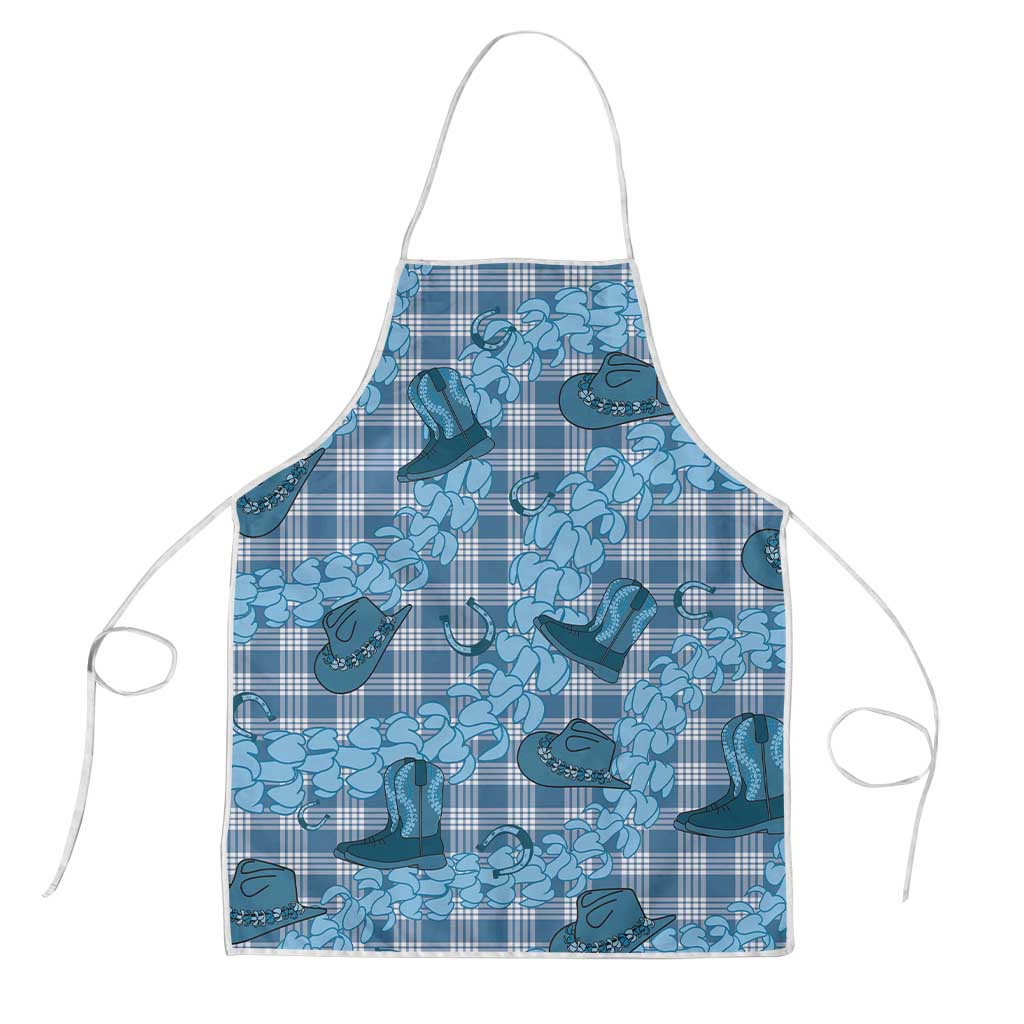 Cyan Palaka Hawaii Cowboy Apron Puakenikeni Lei Paniolo Papale Seamless Vibes LT14 Cyan - Polynesian Pride