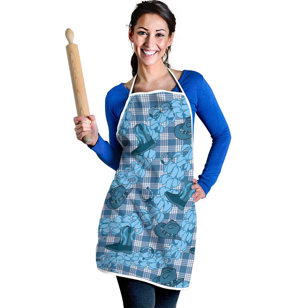 Cyan Palaka Hawaii Cowboy Apron Puakenikeni Lei Paniolo Papale Seamless Vibes LT14 - Polynesian Pride