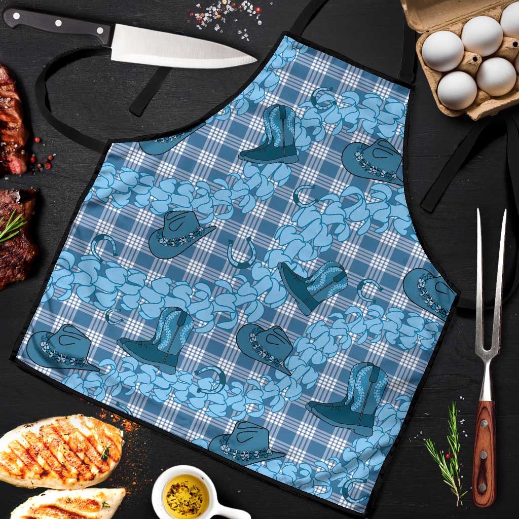 Cyan Palaka Hawaii Cowboy Apron Puakenikeni Lei Paniolo Papale Seamless Vibes LT14 Cyan - Polynesian Pride