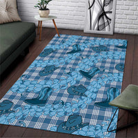 Cyan Palaka Hawaii Cowboy Area Rug Puakenikeni Lei Paniolo Papale Seamless Vibes LT14 Cyan - Polynesian Pride