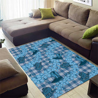 Cyan Palaka Hawaii Cowboy Area Rug Puakenikeni Lei Paniolo Papale Seamless Vibes LT14 - Polynesian Pride