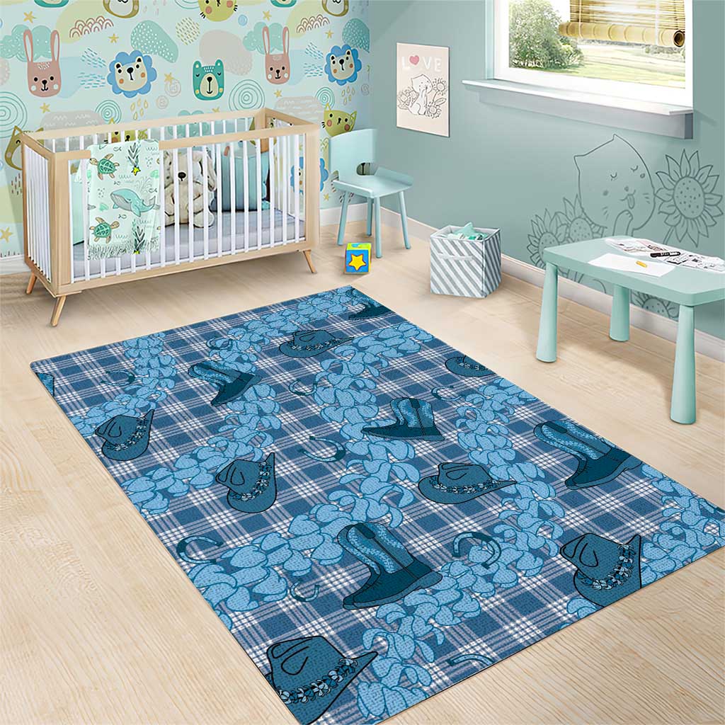Cyan Palaka Hawaii Cowboy Area Rug Puakenikeni Lei Paniolo Papale Seamless Vibes LT14 - Polynesian Pride