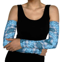 Cyan Palaka Hawaii Cowboy Arm Sleeves Puakenikeni Lei Paniolo Papale Seamless Vibes LT14 - Polynesian Pride