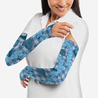 Cyan Palaka Hawaii Cowboy Arm Sleeves Puakenikeni Lei Paniolo Papale Seamless Vibes LT14 - Polynesian Pride