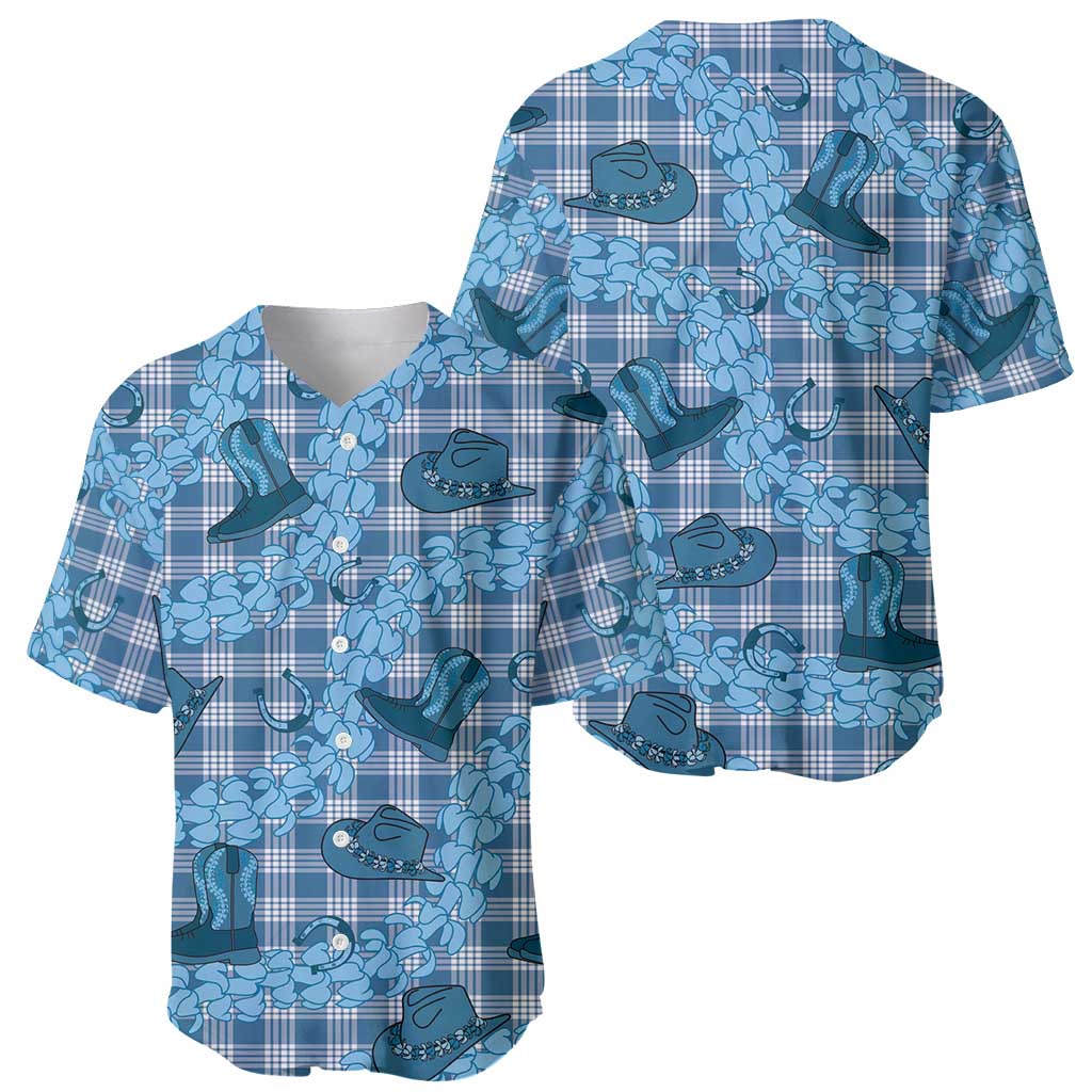 Cyan Palaka Hawaii Cowboy Baseball Jersey Puakenikeni Lei Paniolo Papale Seamless Vibes LT14 - Polynesian Pride