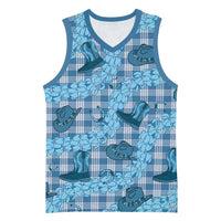 Cyan Palaka Hawaii Cowboy Basketball Jersey Puakenikeni Lei Paniolo Papale Seamless Vibes LT14 Unisex Cyan - Polynesian Pride