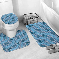 Cyan Palaka Hawaii Cowboy Bathroom Set Puakenikeni Lei Paniolo Papale Seamless Vibes LT14 Mat Set Only (3 pcs) One Size Cyan - Polynesian Pride