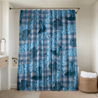 Cyan Palaka Hawaii Cowboy Bathroom Set Puakenikeni Lei Paniolo Papale Seamless Vibes LT14 Shower Curtain Only Cyan - Polynesian Pride