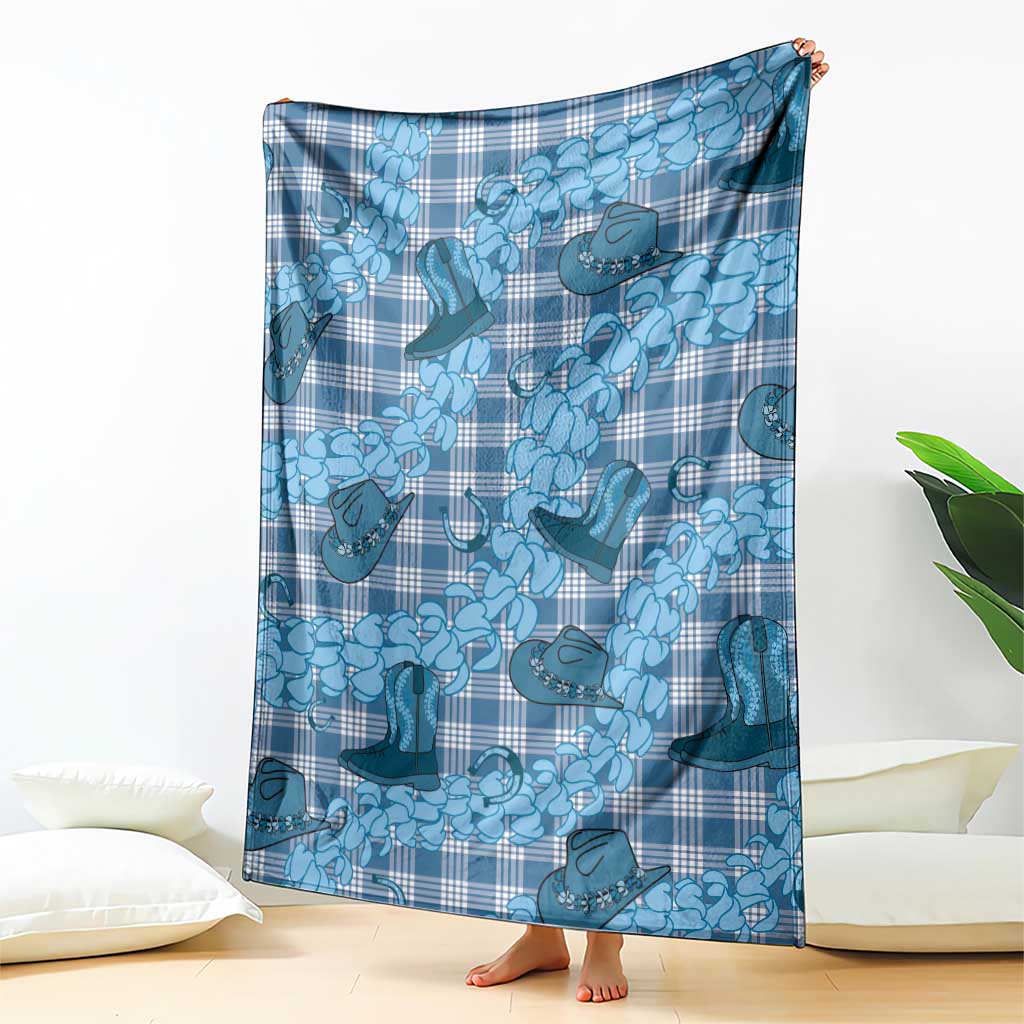 Cyan Palaka Hawaii Cowboy Blanket Puakenikeni Lei Paniolo Papale Seamless Vibes LT14 - Polynesian Pride