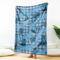 Cyan Palaka Hawaii Cowboy Blanket Puakenikeni Lei Paniolo Papale Seamless Vibes LT14 - Polynesian Pride