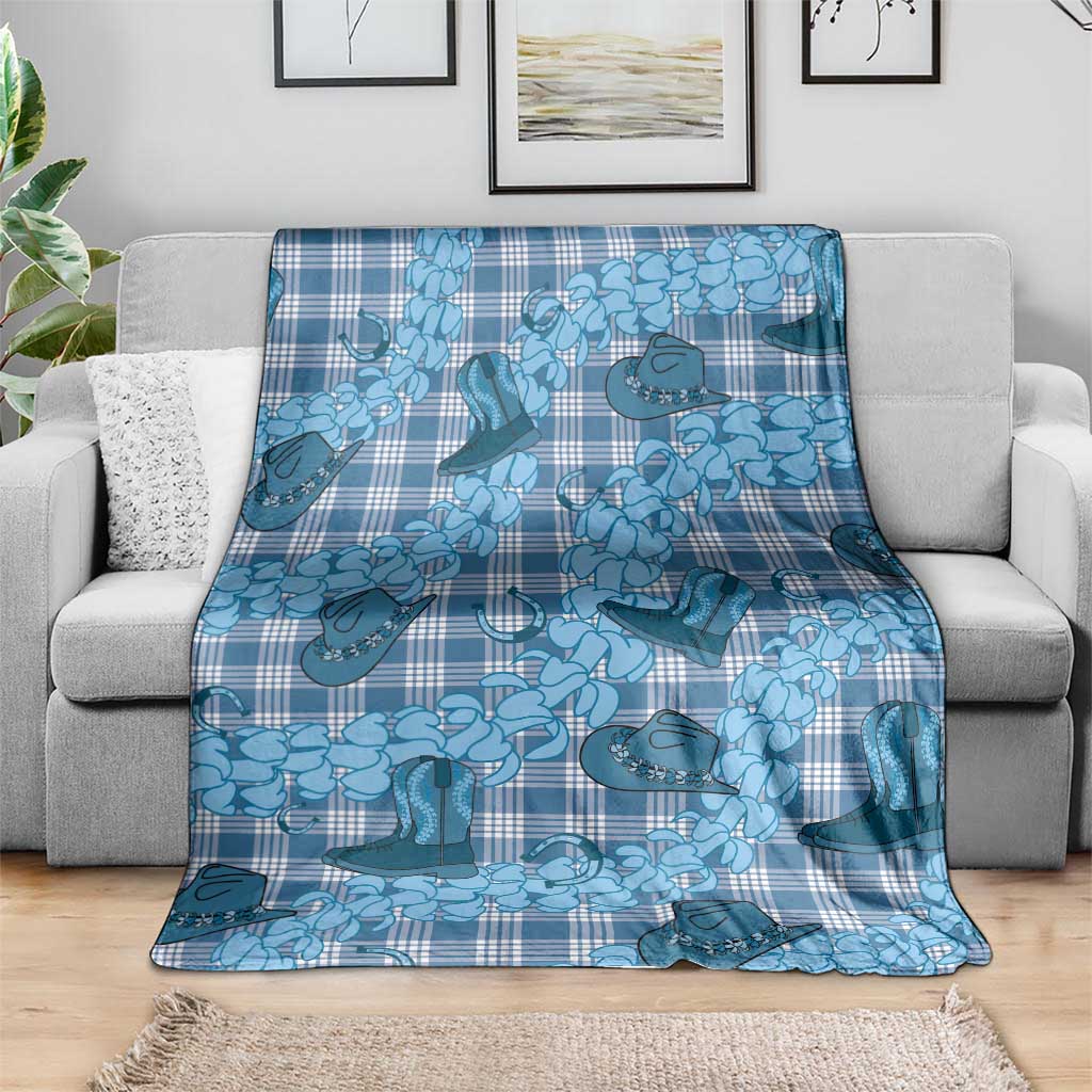 Cyan Palaka Hawaii Cowboy Blanket Puakenikeni Lei Paniolo Papale Seamless Vibes LT14 - Polynesian Pride