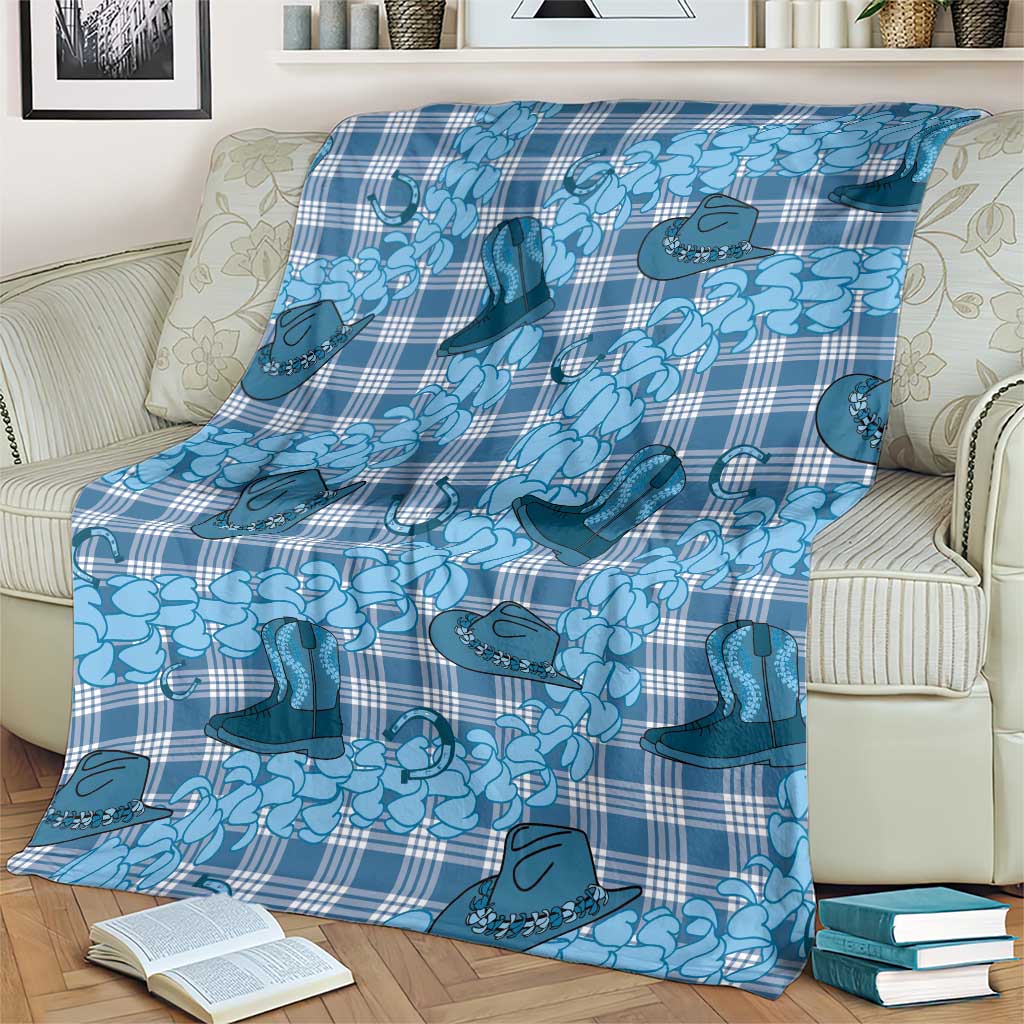 Cyan Palaka Hawaii Cowboy Blanket Puakenikeni Lei Paniolo Papale Seamless Vibes LT14 - Polynesian Pride