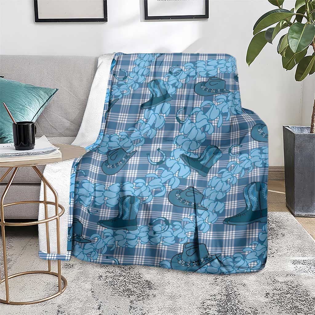 Cyan Palaka Hawaii Cowboy Blanket Puakenikeni Lei Paniolo Papale Seamless Vibes LT14 - Polynesian Pride