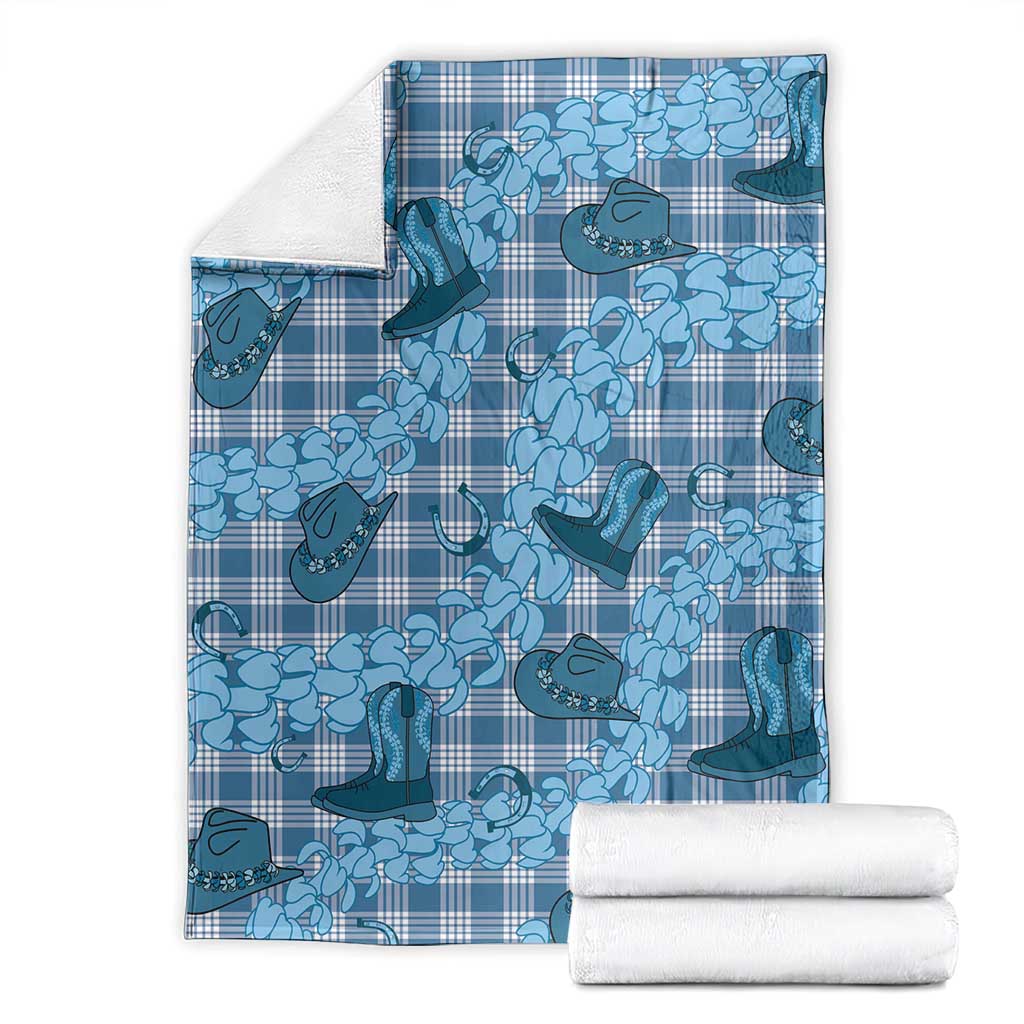 Cyan Palaka Hawaii Cowboy Blanket Puakenikeni Lei Paniolo Papale Seamless Vibes LT14 - Polynesian Pride