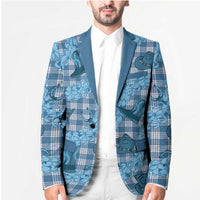 Cyan Palaka Hawaii Cowboy Blazer Puakenikeni Lei Paniolo Papale Seamless Vibes LT14 - Polynesian Pride