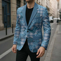 Cyan Palaka Hawaii Cowboy Blazer Puakenikeni Lei Paniolo Papale Seamless Vibes LT14 - Polynesian Pride