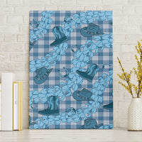 Cyan Palaka Hawaii Cowboy Canvas Wall Art Puakenikeni Lei Paniolo Papale Seamless Vibes LT14 Without Frame Cyan - Polynesian Pride