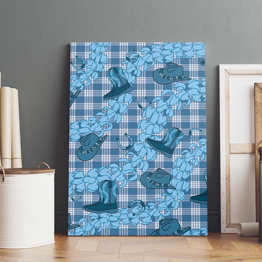 Cyan Palaka Hawaii Cowboy Canvas Wall Art Puakenikeni Lei Paniolo Papale Seamless Vibes LT14 - Polynesian Pride