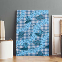 Cyan Palaka Hawaii Cowboy Canvas Wall Art Puakenikeni Lei Paniolo Papale Seamless Vibes LT14 - Polynesian Pride