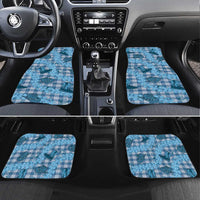 Cyan Palaka Hawaii Cowboy Car Mats Puakenikeni Lei Paniolo Papale Seamless Vibes LT14 Set 4pcs Cyan - Polynesian Pride